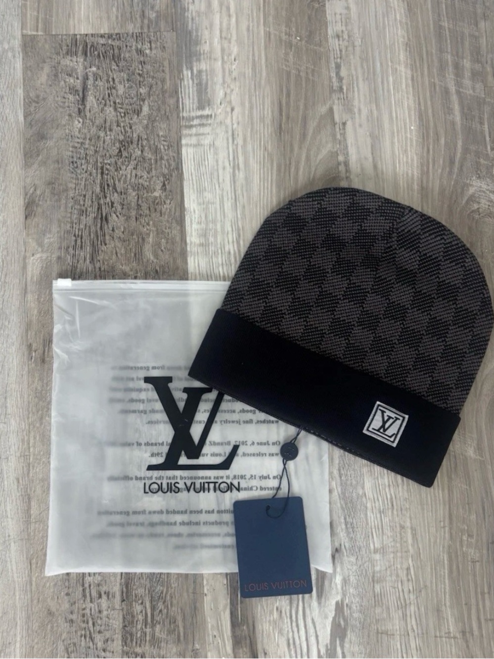 Louis Vuitton Two-Tone Black & Gray Monogram Beanie